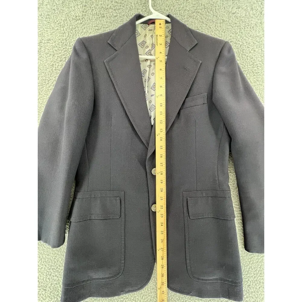 Hart Schaffner Marx Blazer 40R Jack Nicklaus Sports Coat Blue Knit Emblem‎ READ